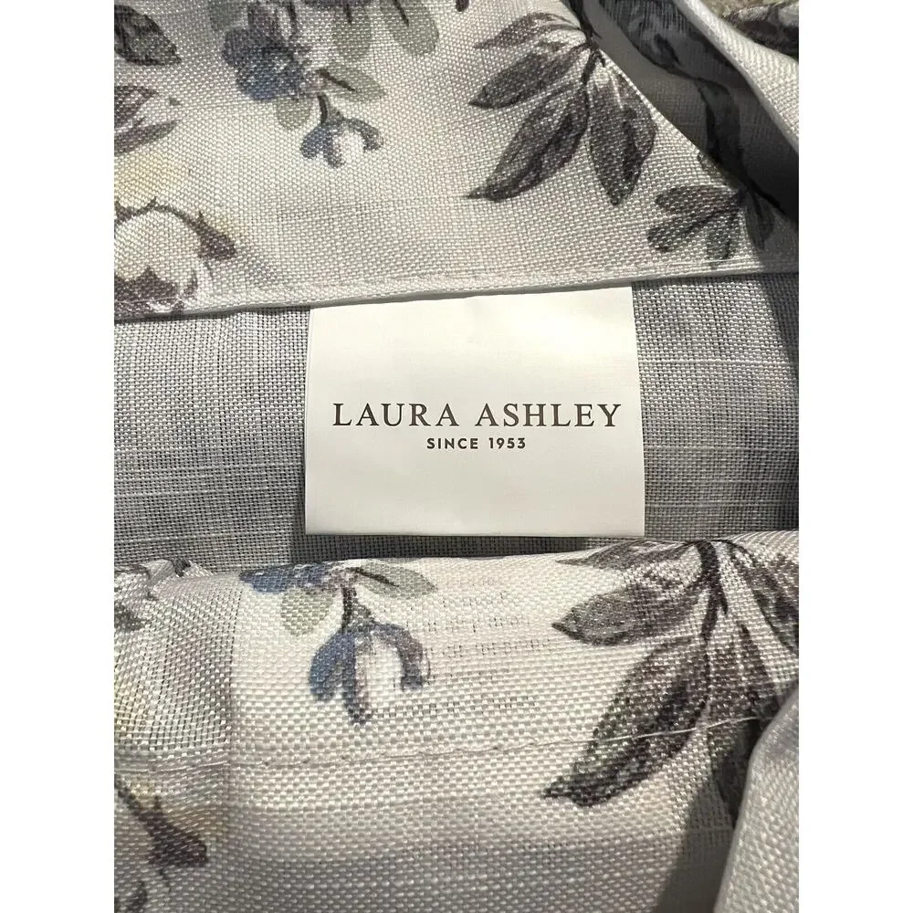 Laura Ashley Belvedere Peacock Curtains 2 Panels Navy Blue Green Ivory 38”x 96”